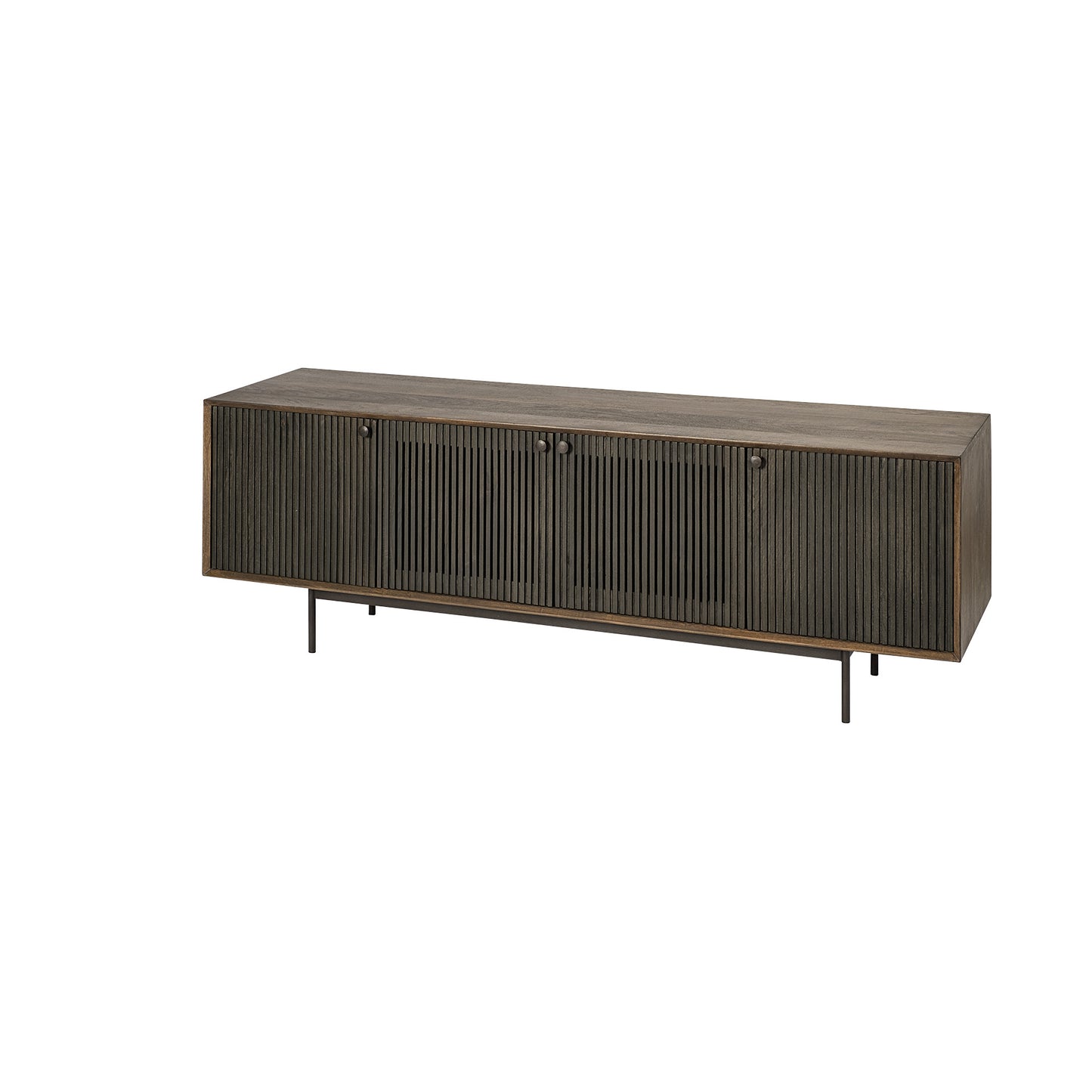 20" Brown Solid Wood Cabinet Enclosed Storage TV Stand-2