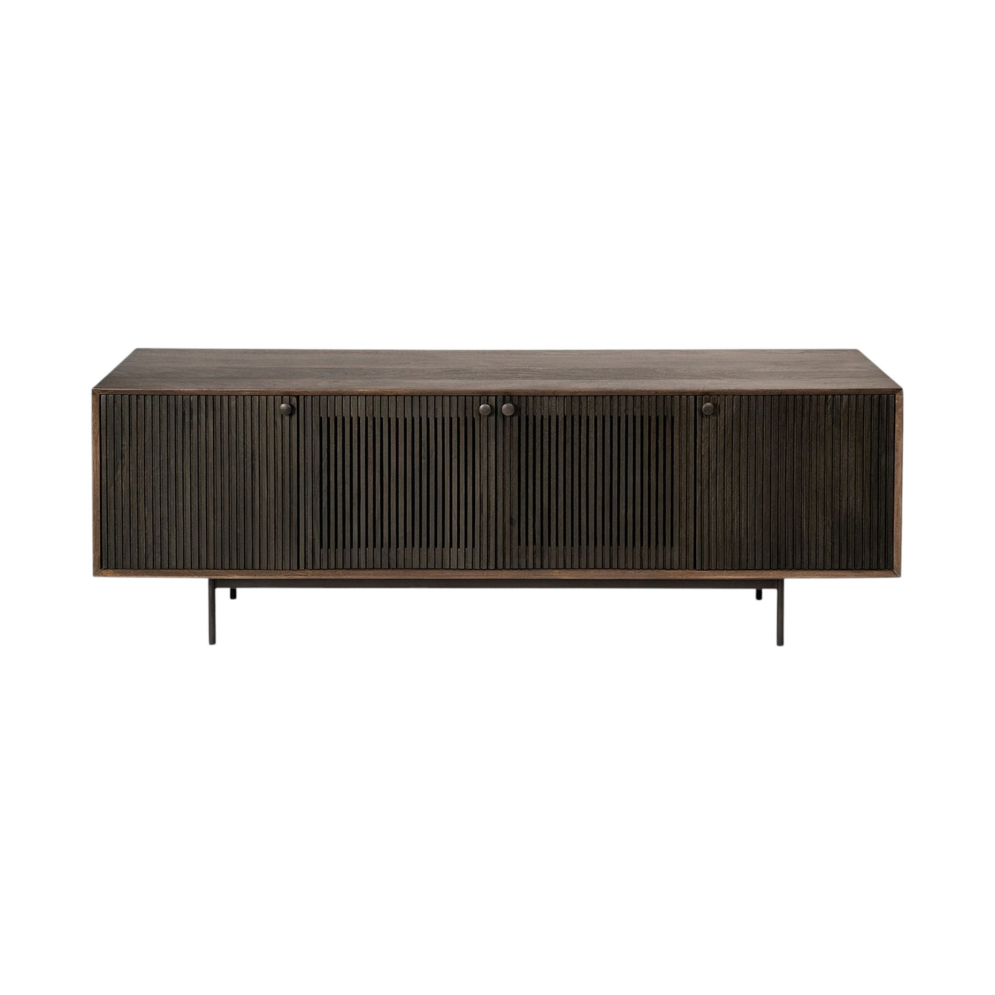 20" Brown Solid Wood Cabinet Enclosed Storage TV Stand-1