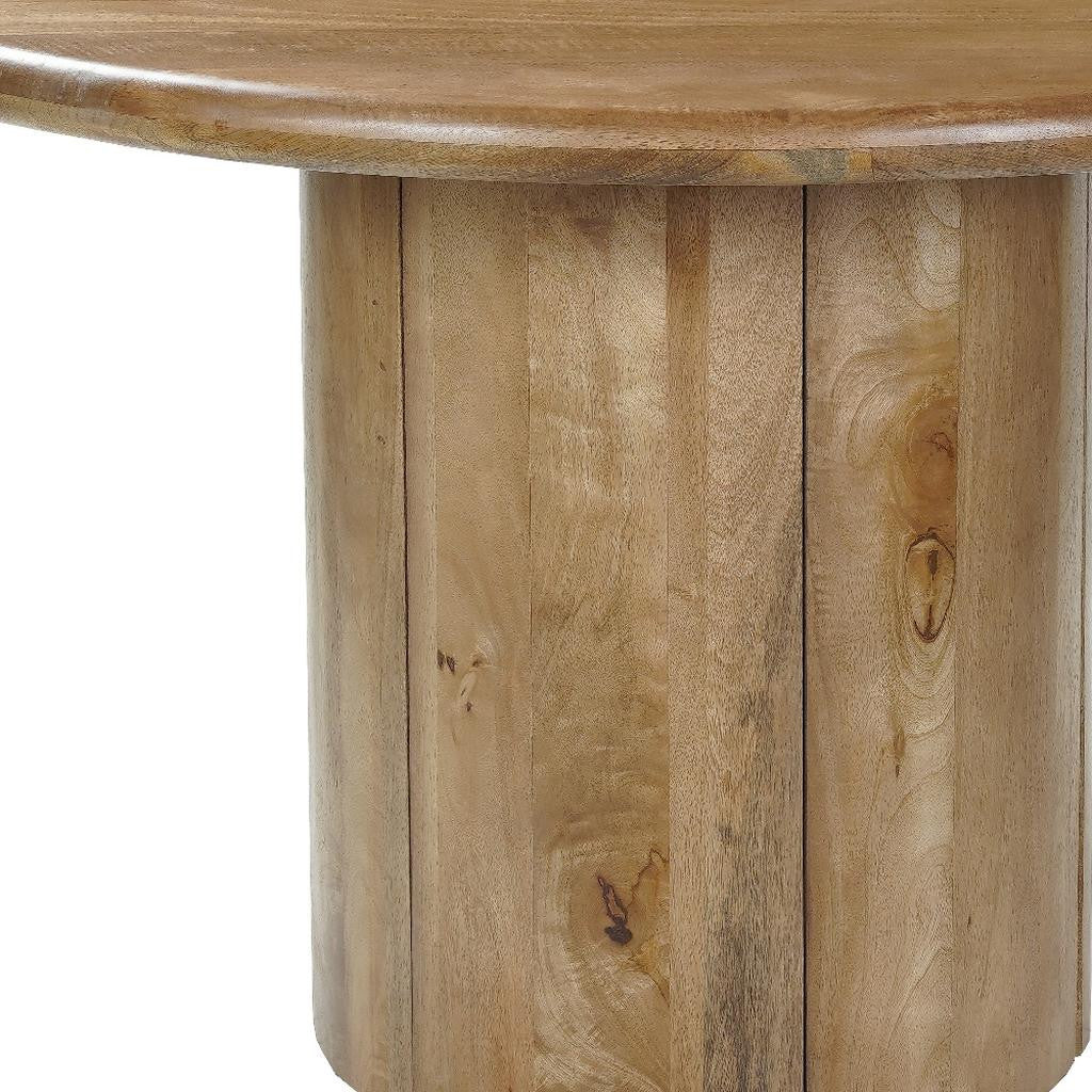 48" Natural Solid Wood Pedestal Base Round Top Dining Table-5