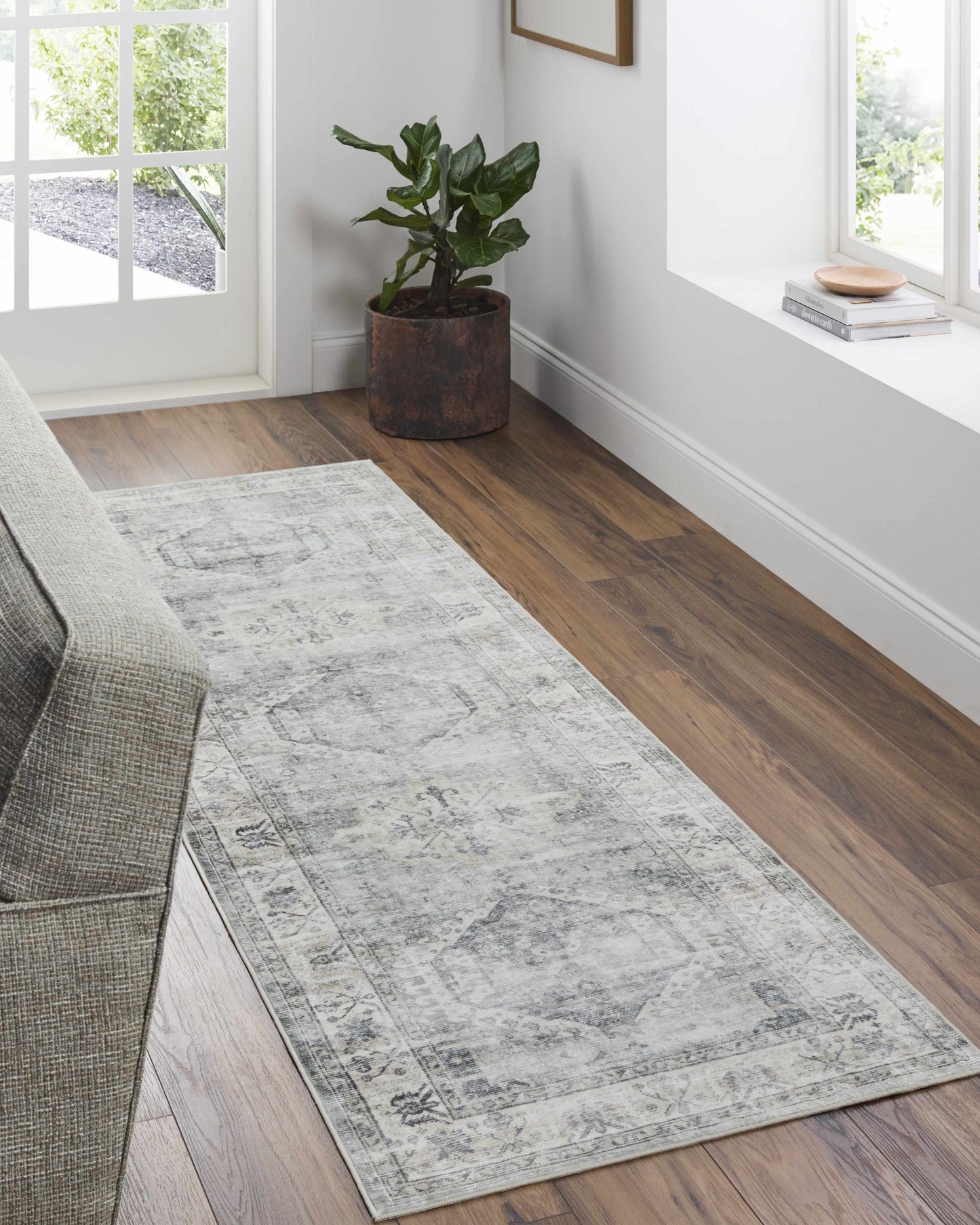 Laran Sage Distressed Washable Area Rug-4