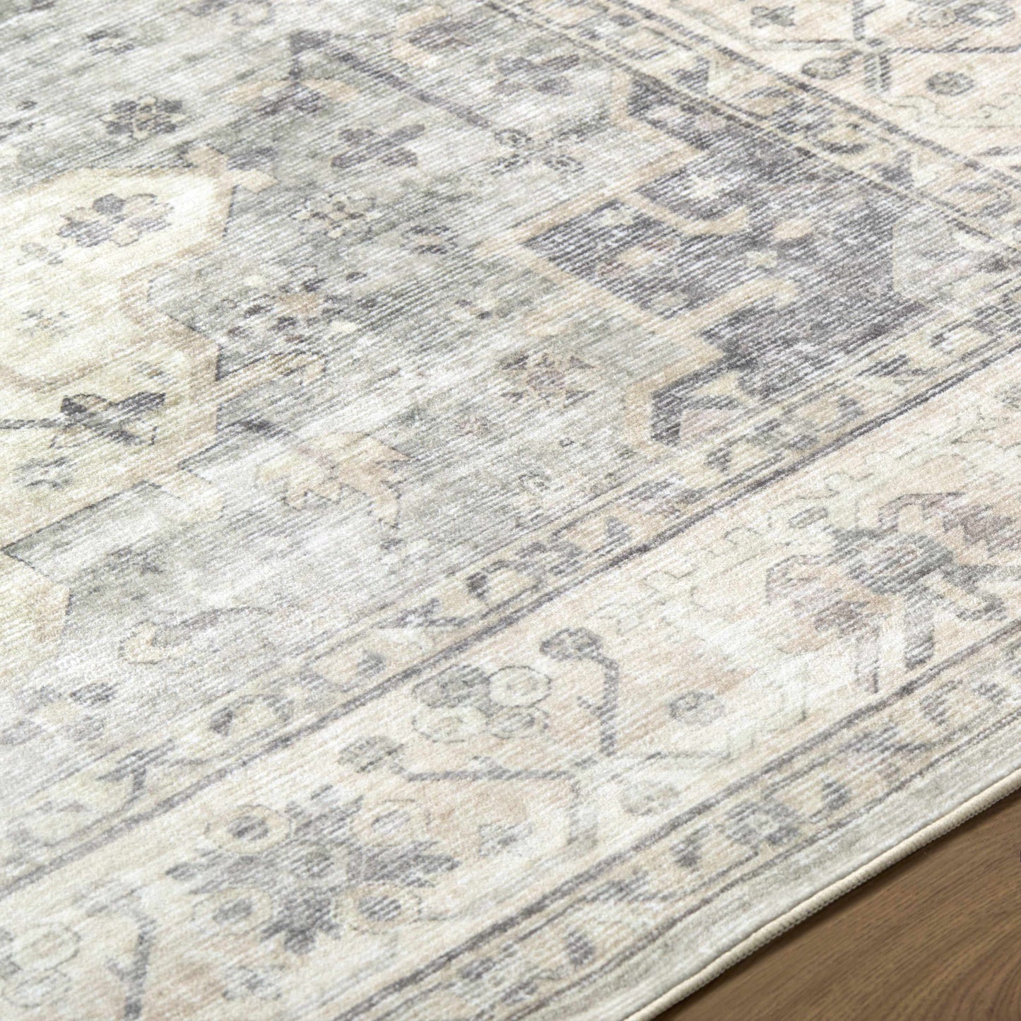 Laran Sage Distressed Washable Area Rug-2