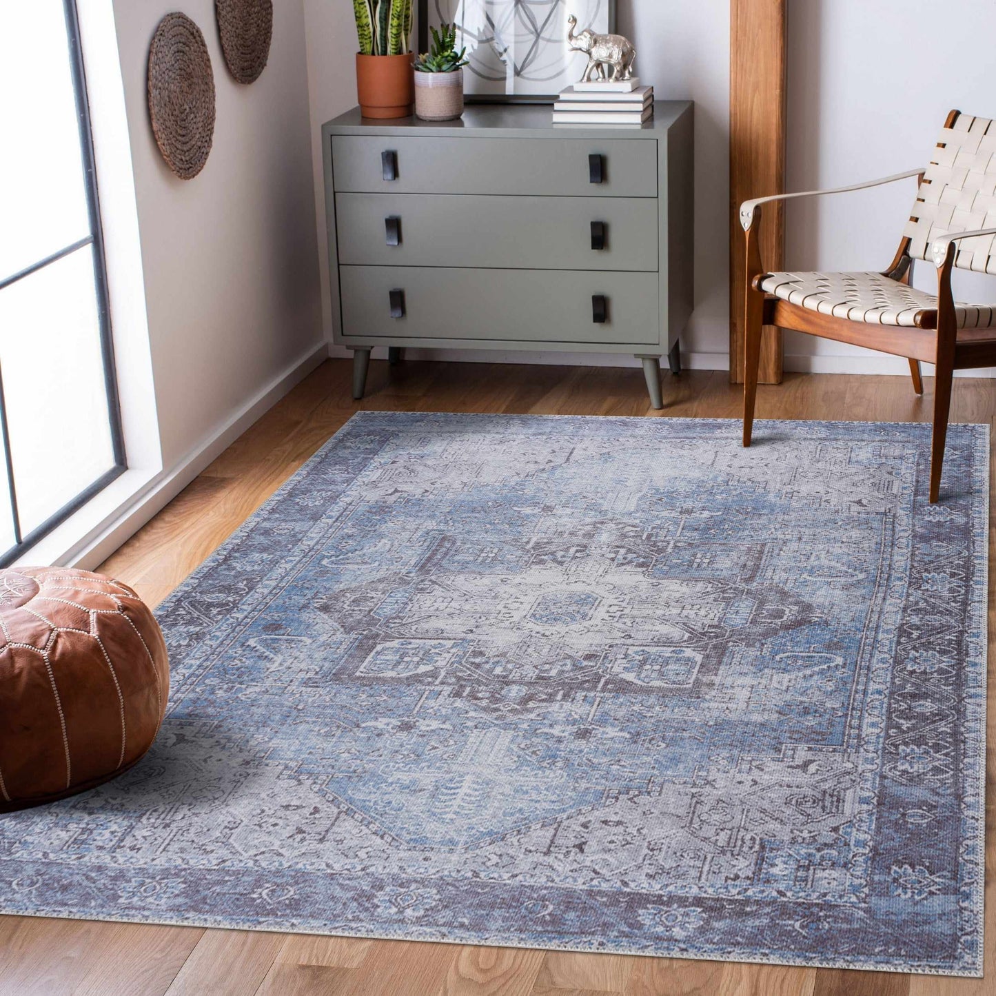 Indigo Washed Vintage styled Rug