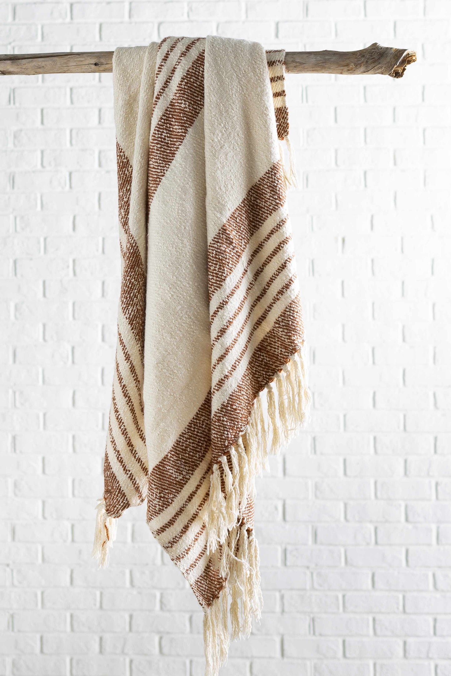 Hand Woven Rust and Cream Throw Blanket