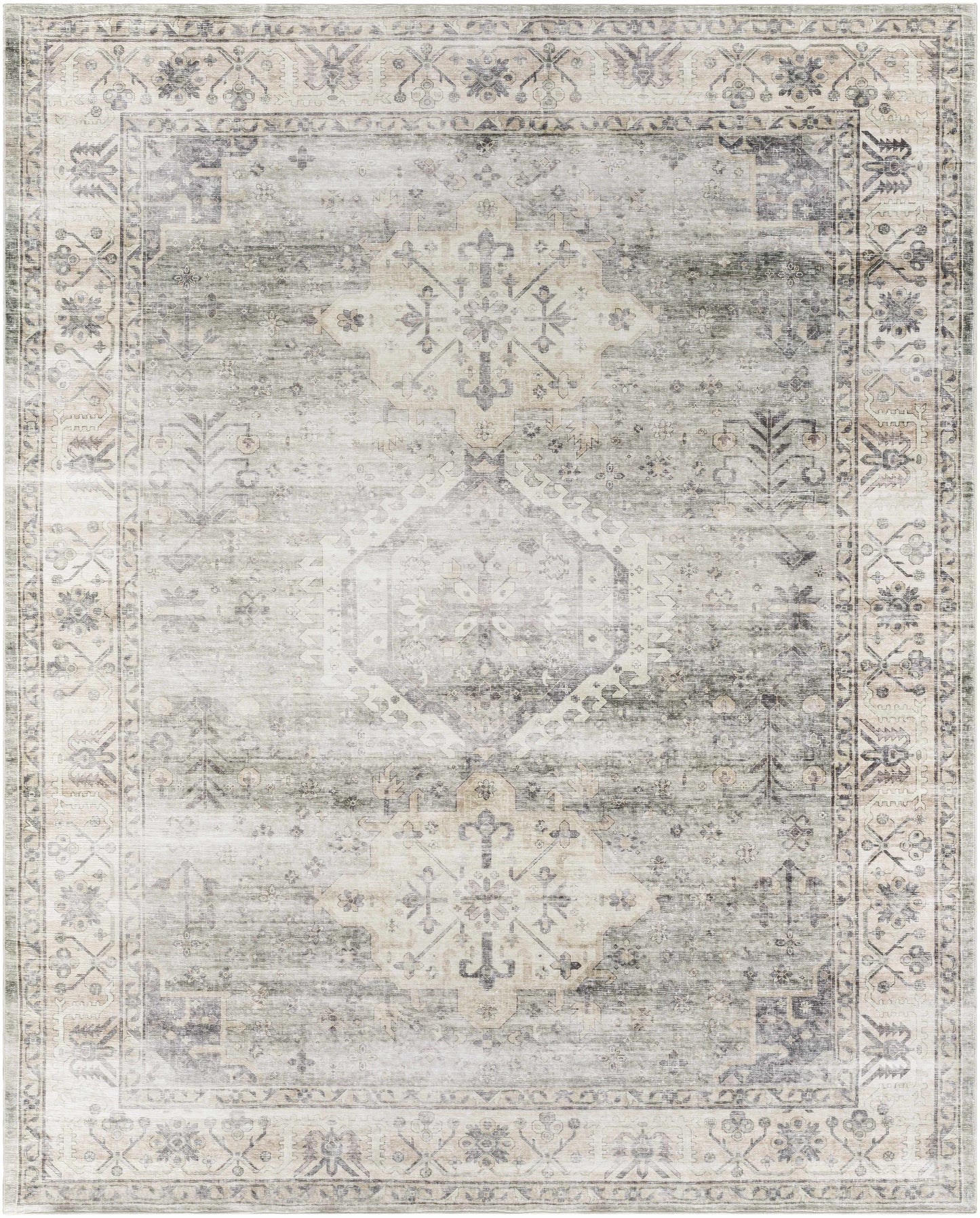 Laran Sage Distressed Washable Area Rug-1