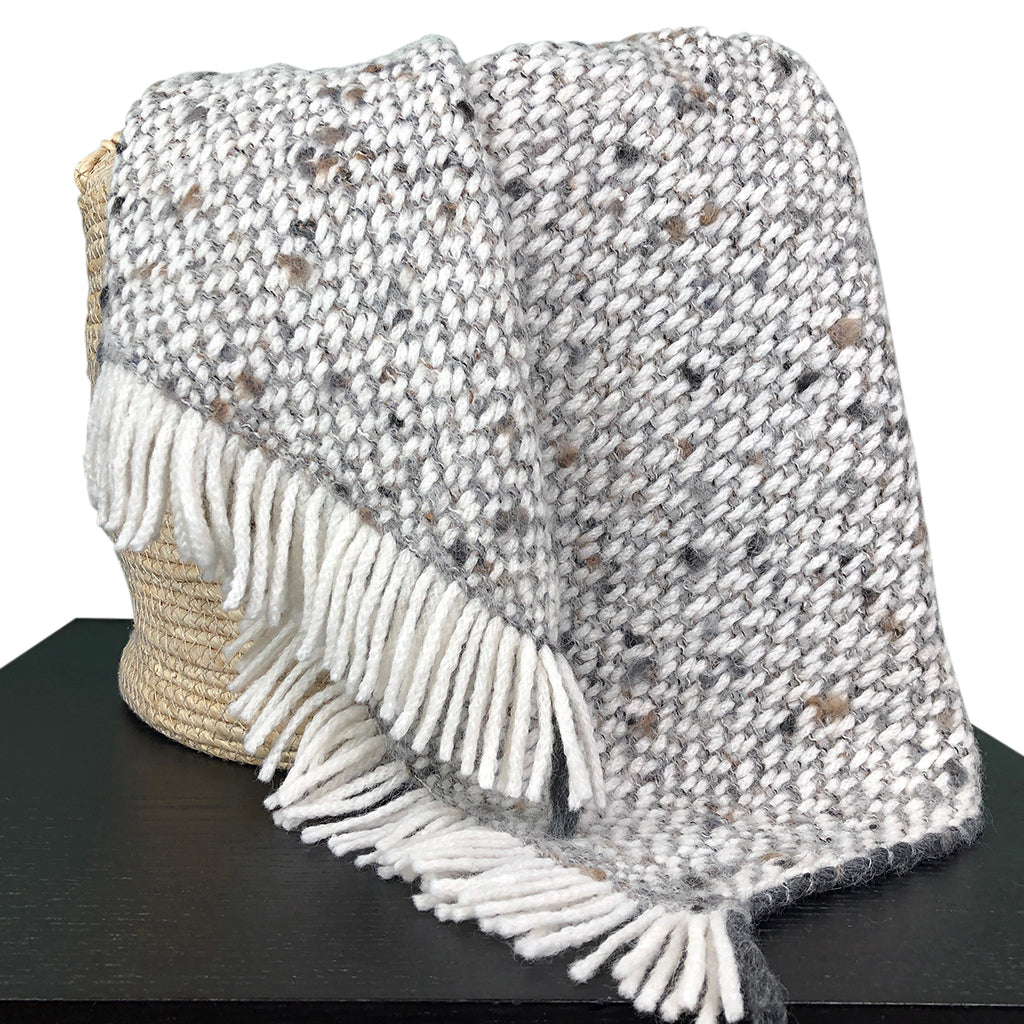 Slate + Salt Chunky Gray Weave Alpaca Throw