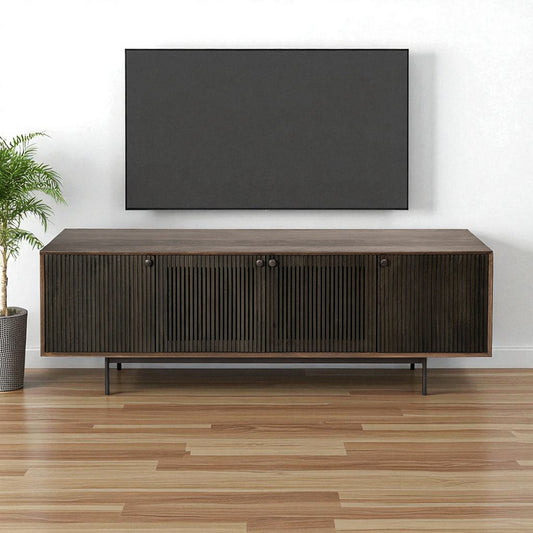 20" Brown Solid Wood Cabinet Enclosed Storage TV Stand-0