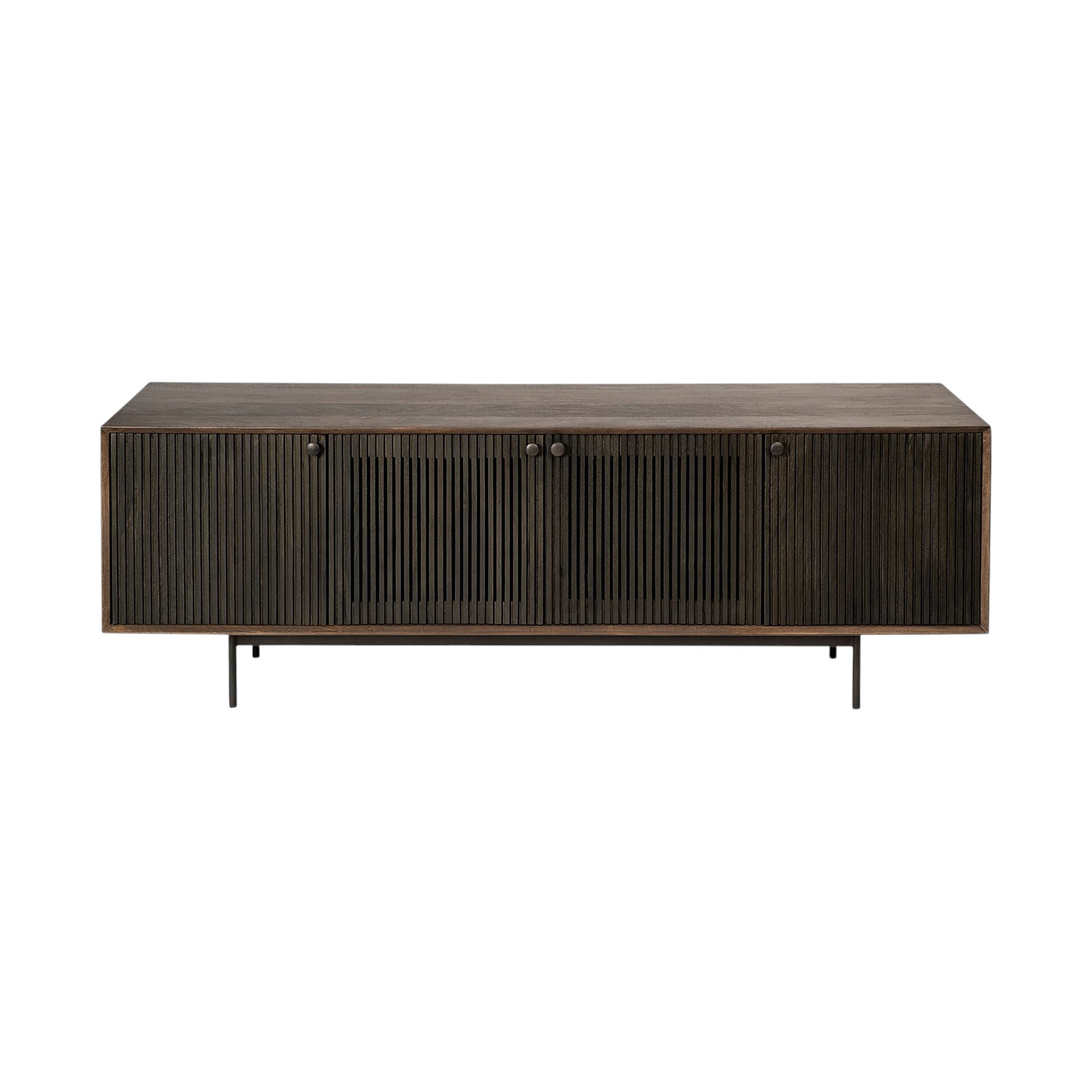 20" Brown Solid Wood Cabinet Enclosed Storage TV Stand-1