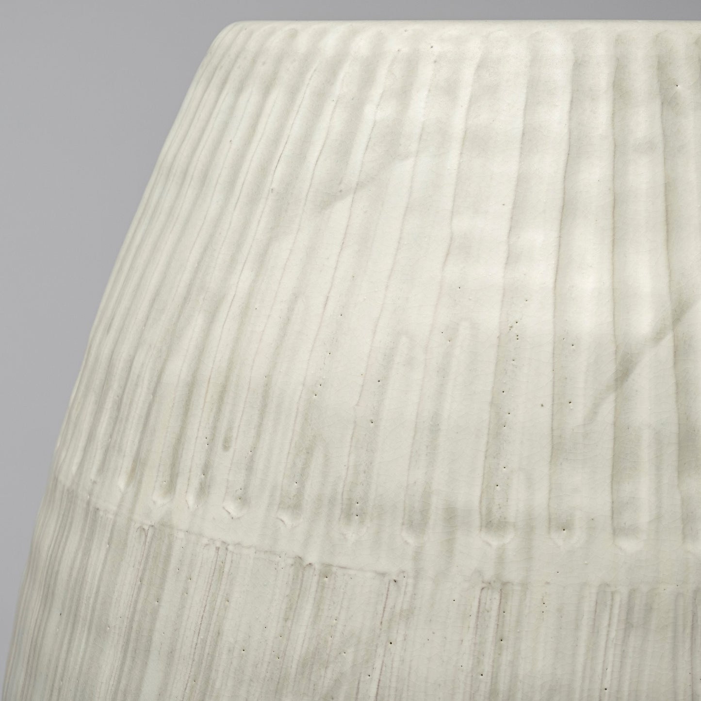 White Striped Ceramic Cylinder Floor Vase-8