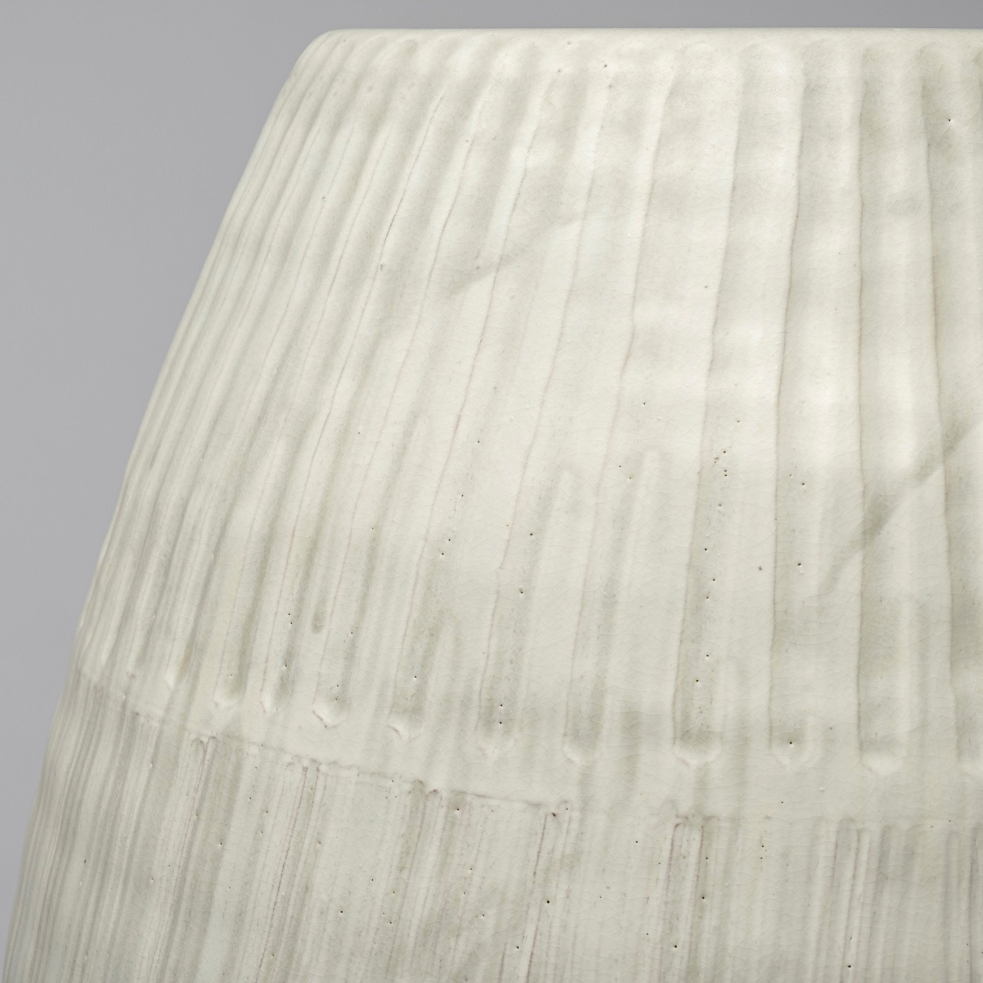 White Striped Ceramic Cylinder Floor Vase-8