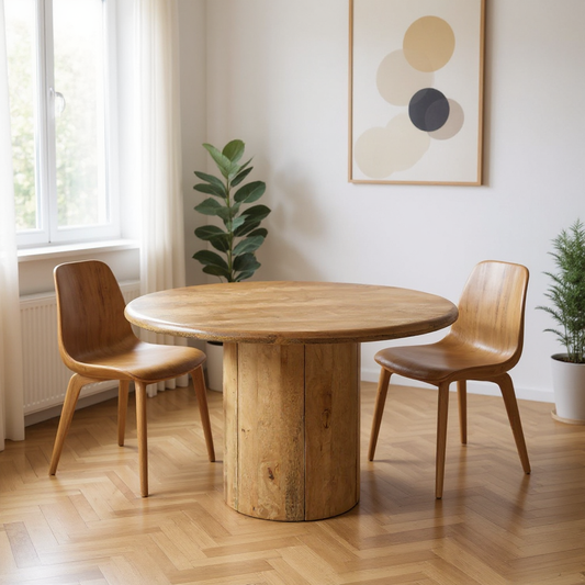 48" Natural Solid Wood Pedestal Base Round Top Dining Table-0