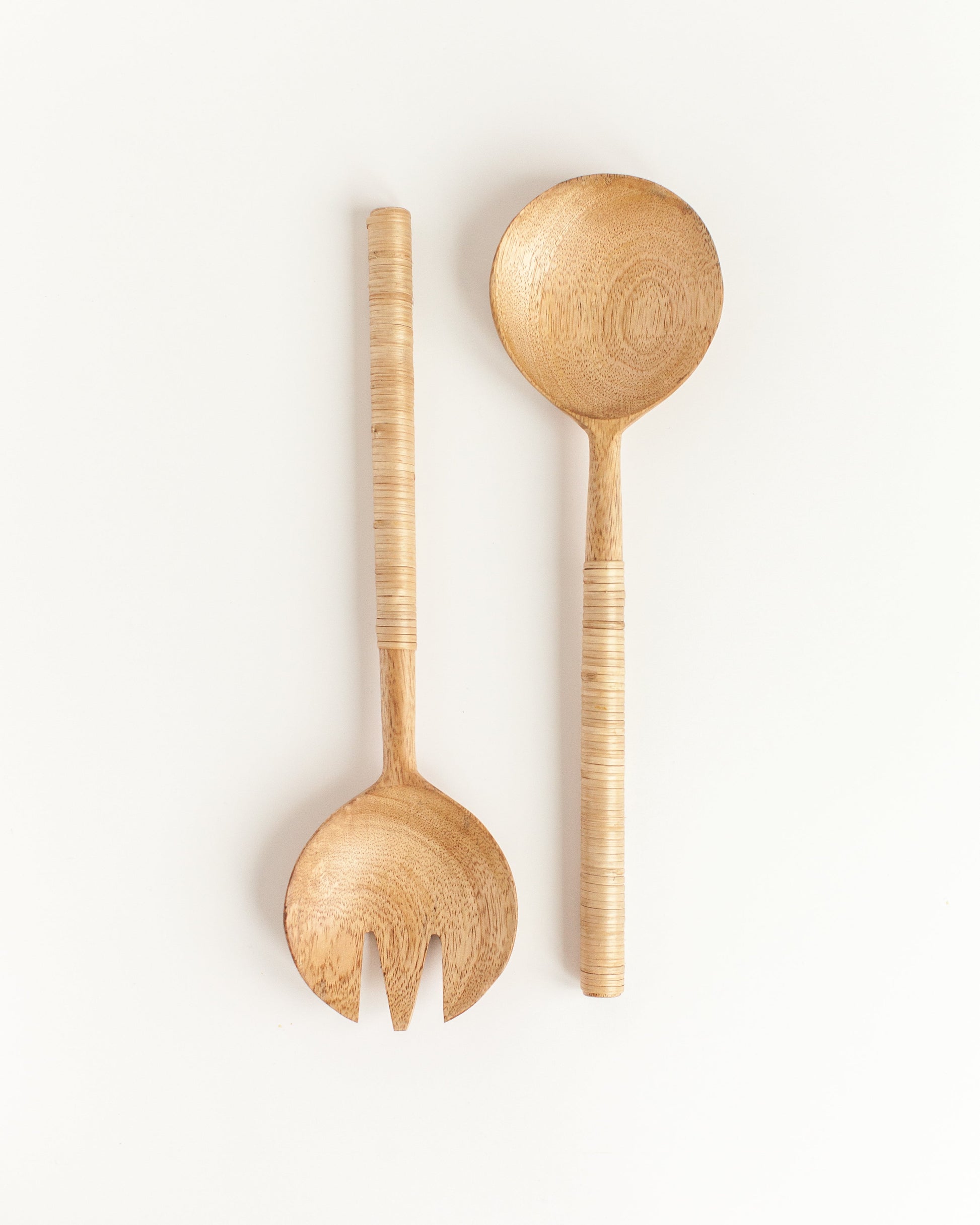 Thin Woven Mango Wood Salad Servers-2