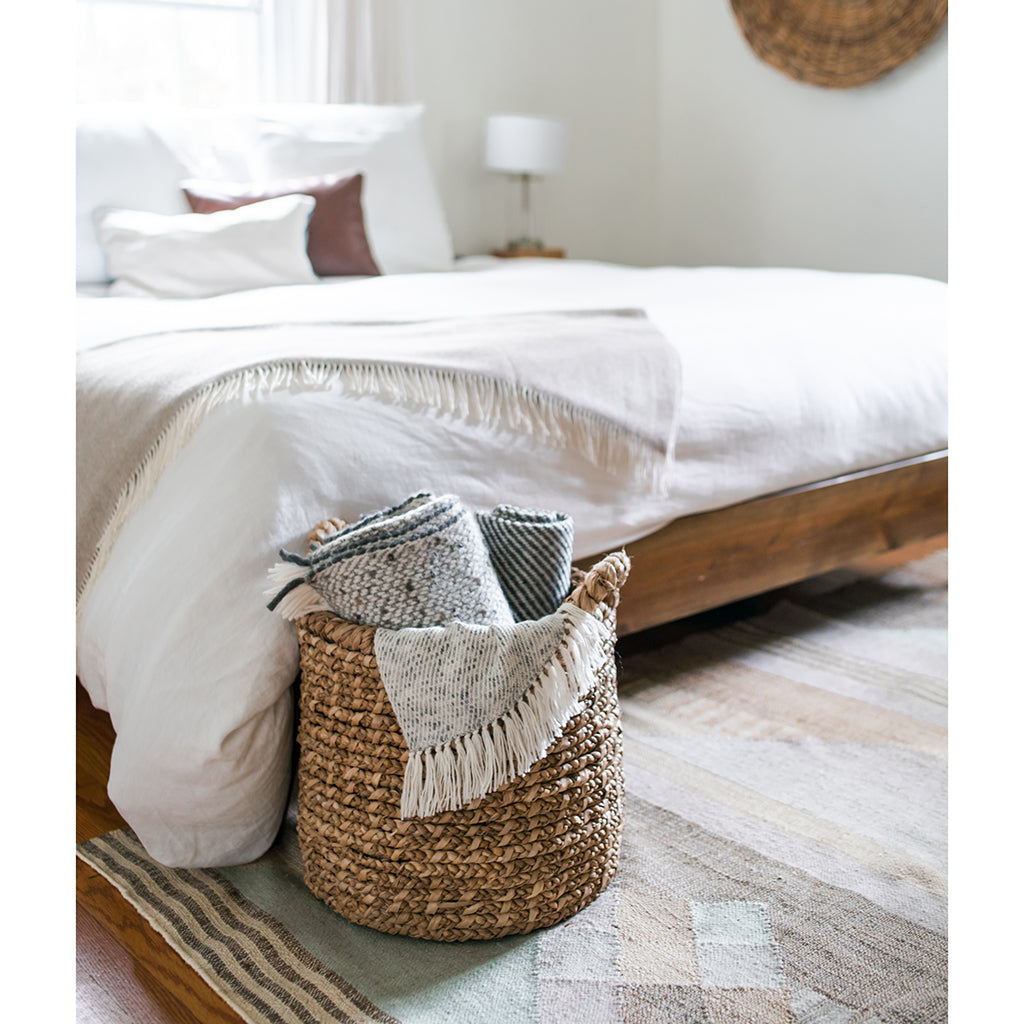 Slate + Salt Chunky Gray Weave Alpaca Throw