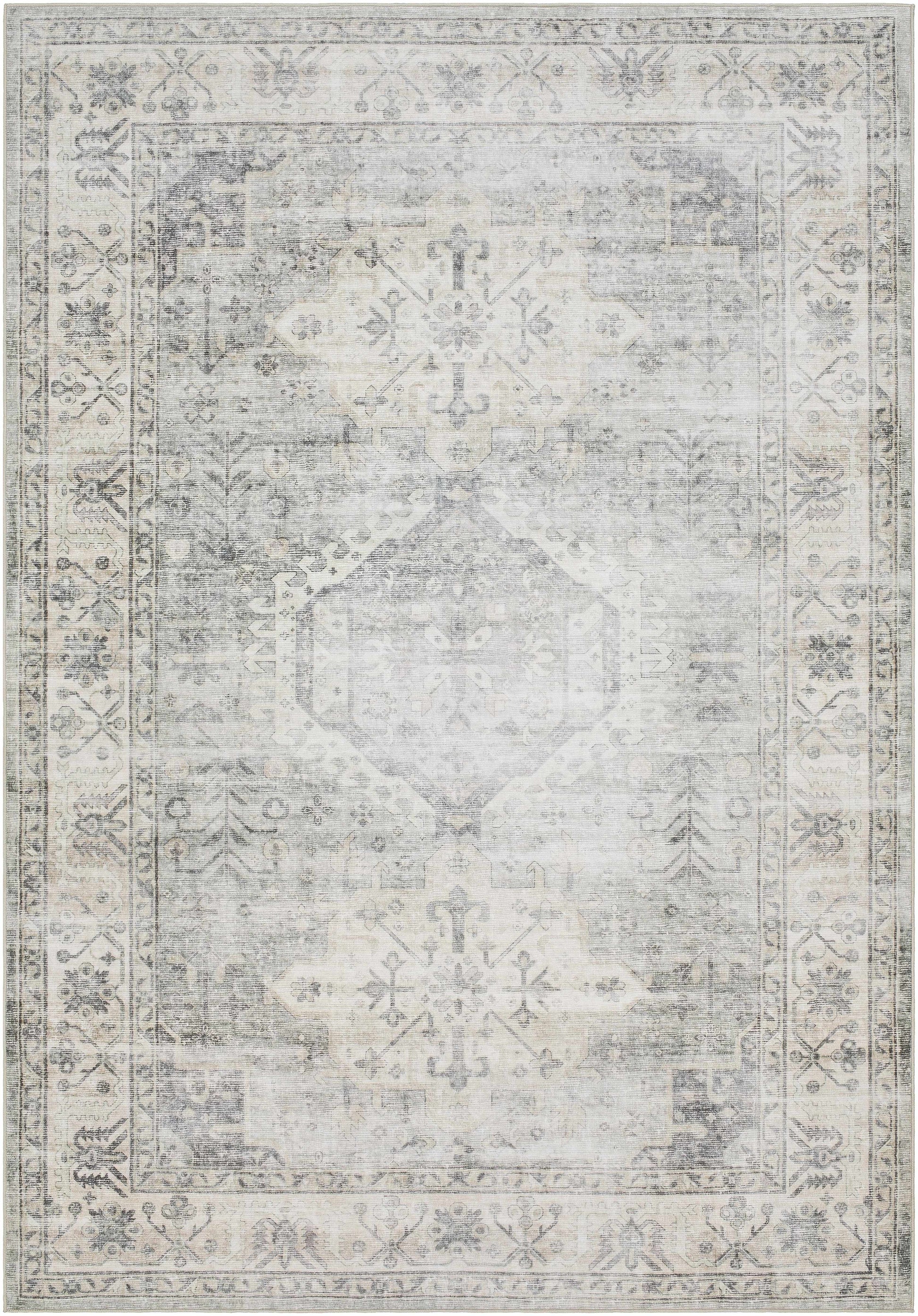 Laran Sage Distressed Washable Area Rug-0