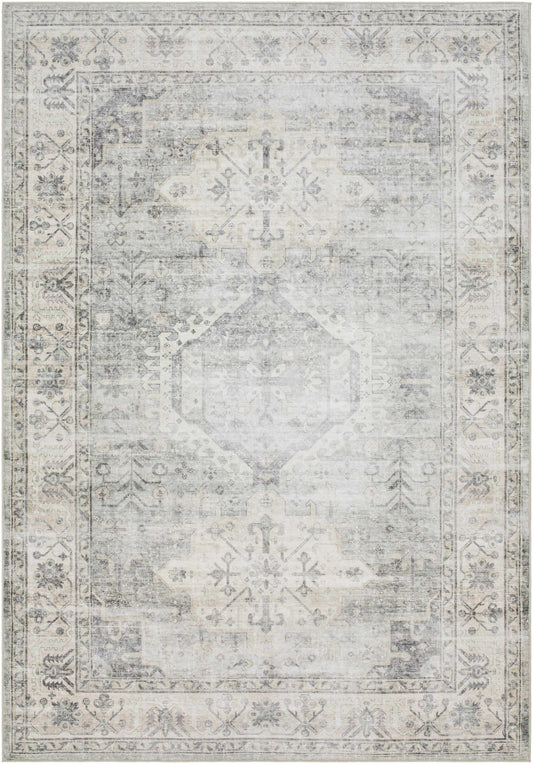 Laran Sage Distressed Washable Area Rug-0