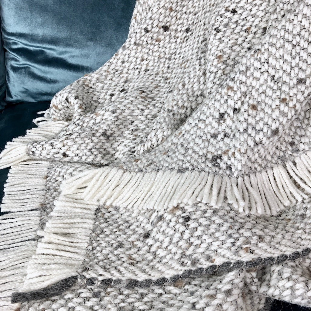Slate + Salt Chunky Gray Weave Alpaca Throw