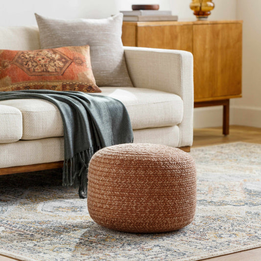 Natural Fiber Knitted Pouf