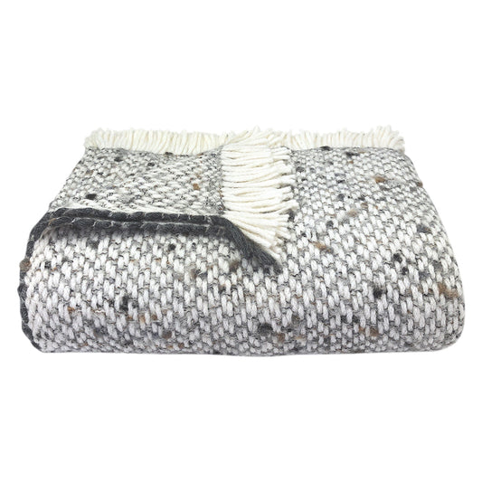 Slate + Salt Chunky Gray Weave Alpaca Throw